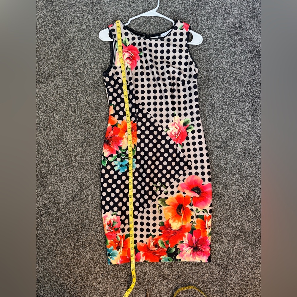 Joseph Ribkoff NWTS Vibrant Floral Design Black White Sleeveless Dress Size 6 - Picture 12 of 16